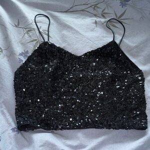 Allyson Olivia black sequence camisole top